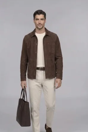 The overshirt on a model